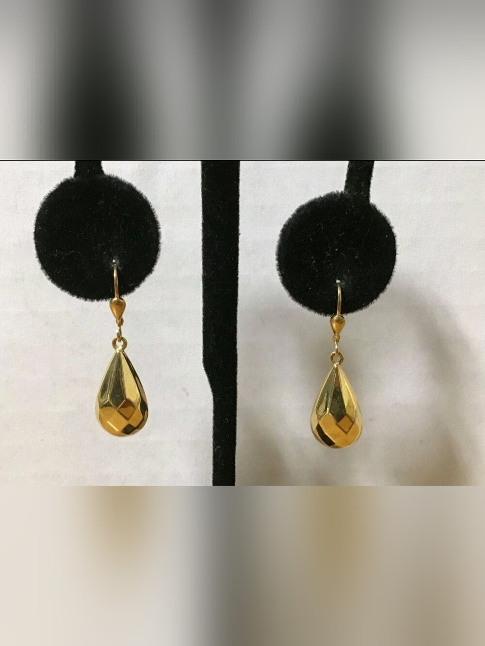 18k /750 Yellow Gold Milor Faceted Teardrop Dangle 1 1/4" Earrings Au